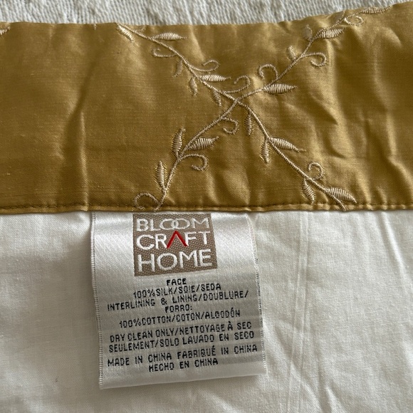 Gently Loved Gold Embroidered 100% Silk Lined Curtain Panel (only 1) - Picture 2 of 10